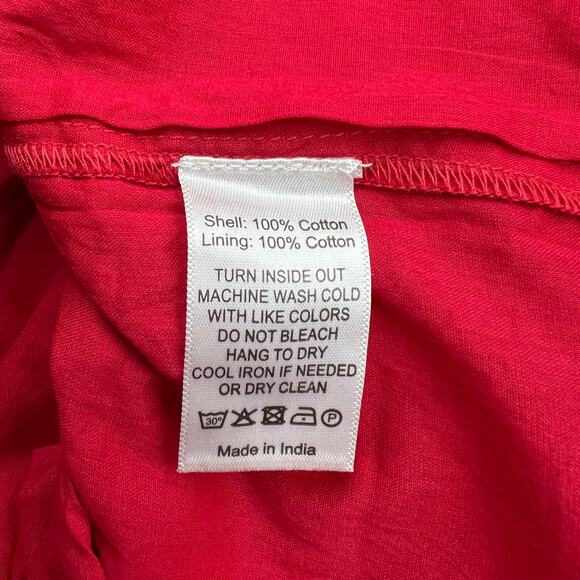 Never A Wallflower Red Peasant Top Red Cotton Windowpane - Picture 5 of 6